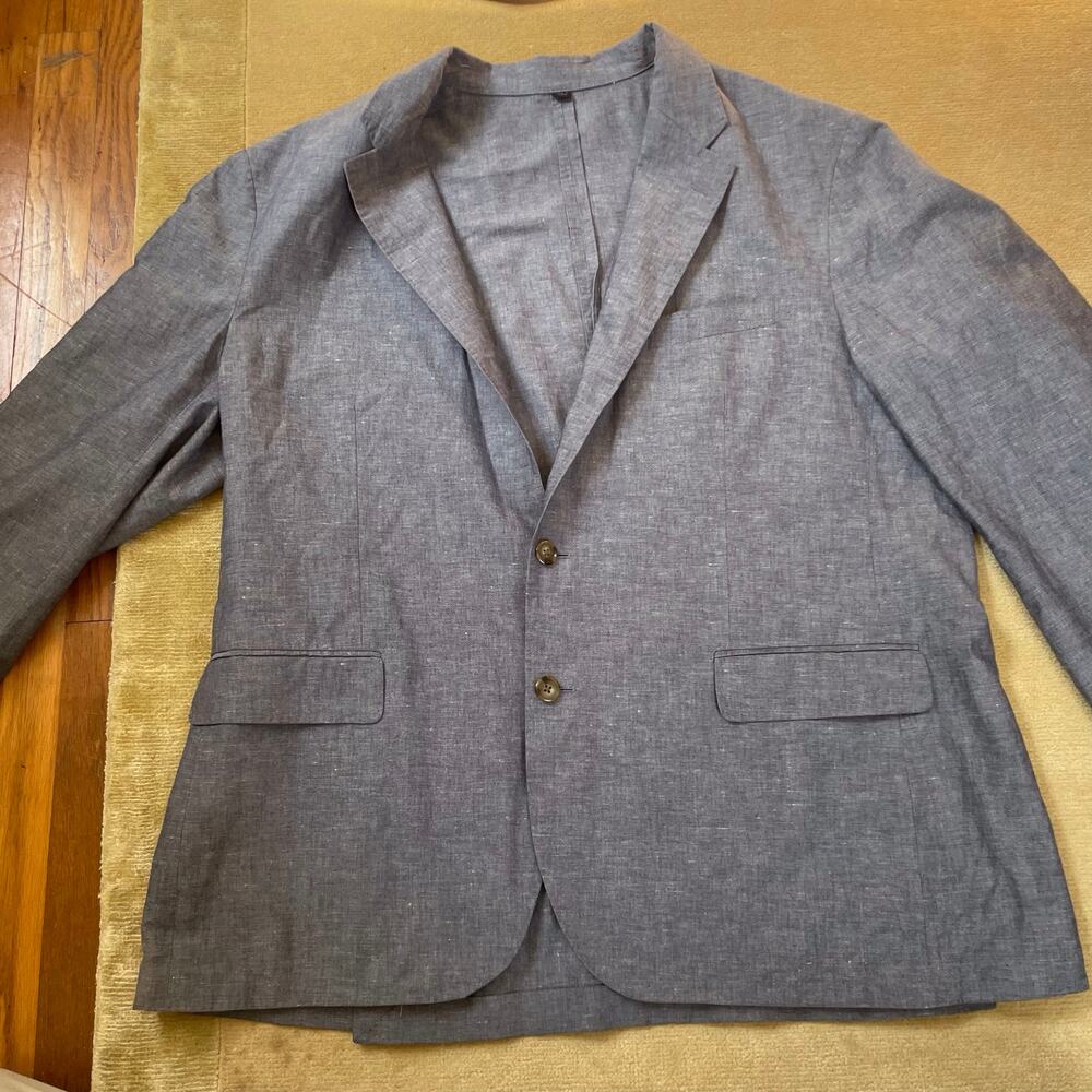 J Crew Ludlow Linen Unstructured Blazer Grey Blue 48R